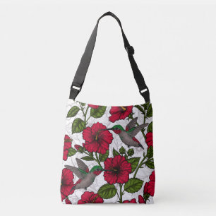 Hibiscus-blommor och hummingfåglar axelväska