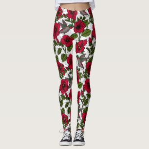 Hibiscus-blommor och hummingfåglar leggings