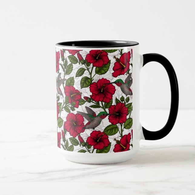 Hibiscus-blommor och hummingfåglar mugg (Höger)