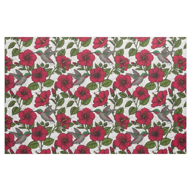 Hibiscus-blommor och hummingfåglar tyg (Fat Quarter)