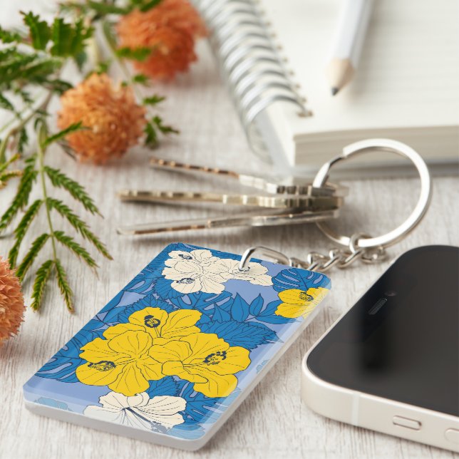 Hibiscus-blommor och löv (Högra Framsidan)