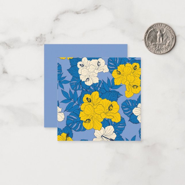 Hibiscus-blommor och löv anteckningskort (Fram/Back In Situ)