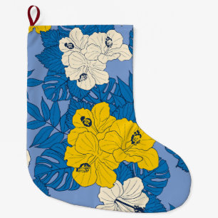 Hibiscus-blommor och löv stor julstrumpa