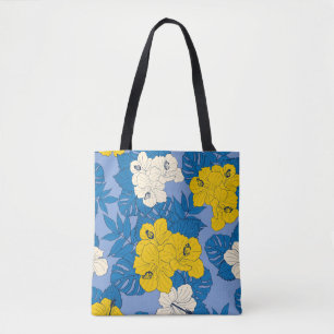 Hibiscus-blommor och löv tygkasse
