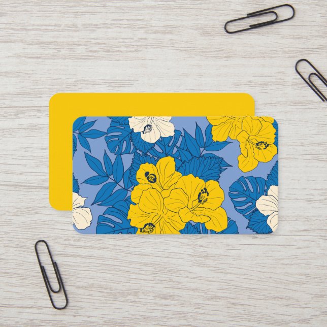 Hibiscus-blommor och löv visitkort (Fram/Back In Situ)