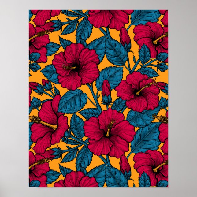 Hibiscus blommor poster (Framsidan)