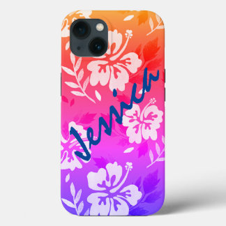Hibiscus blommor Sunset ditt namn iphone case