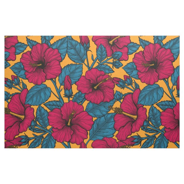 Hibiscus blommor tyg (Fat Quarter)