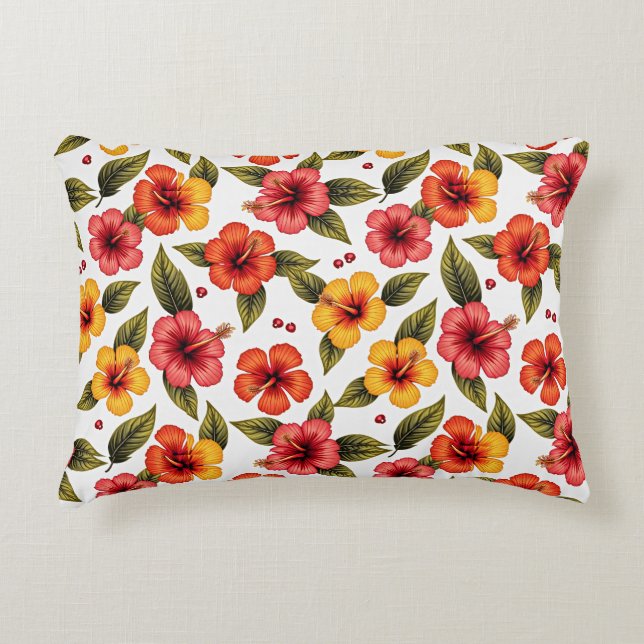 Hibiscus Bloom Bliss Prydnadskudde (Framsidan)