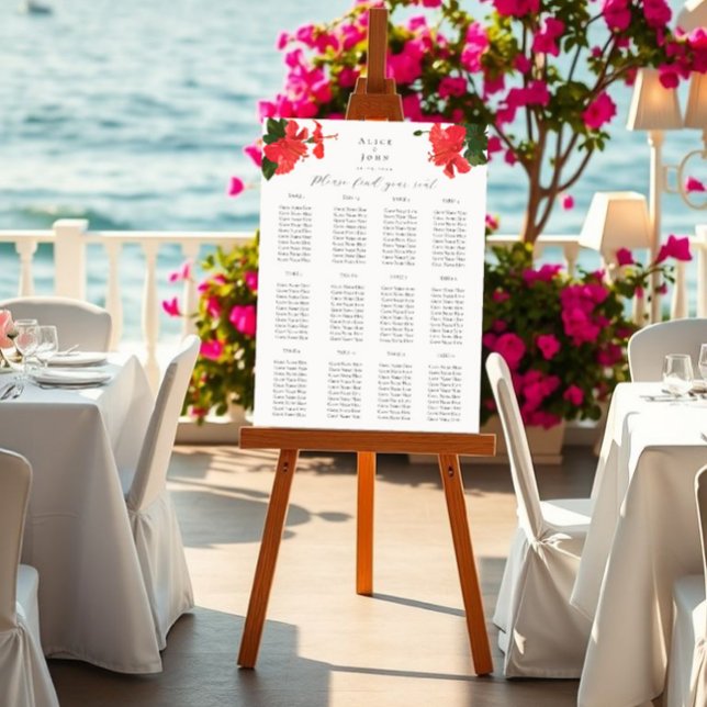 Hibiscus Bröllop Poster sittkartor (Hibiscus wedding chart)