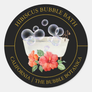 Hibiscus Bubble Bath-etikett Runt Klistermärke