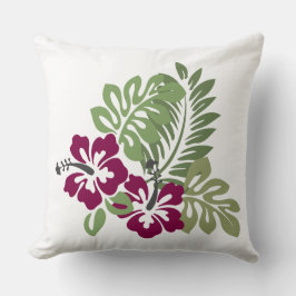 Hibiscus Burgundy Foliage Dekoration Blommigt T-Sh Kudde