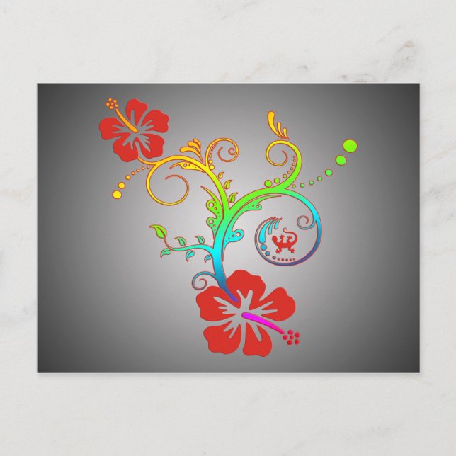 Hibiscus Decor-Färgad Vykort (Framsida)