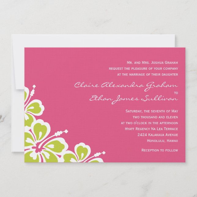 Hibiscus Delight Wedding bjudande - Azalea - Inbjudningar (Framsida)