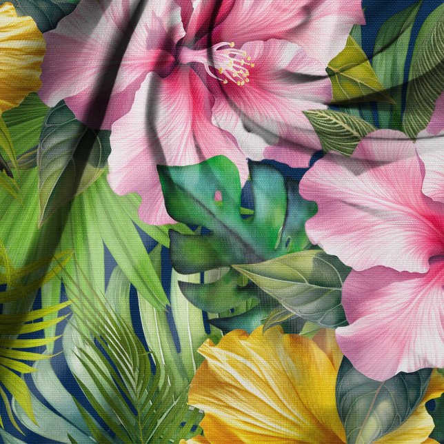 Hibiscus Djungel Sömlöst Mönster Tyg (Skapare uppladdad)
