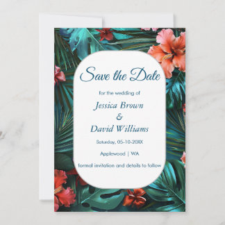 Hibiscus Dream Tropical Bröllop spara datum Card Inbjudningar