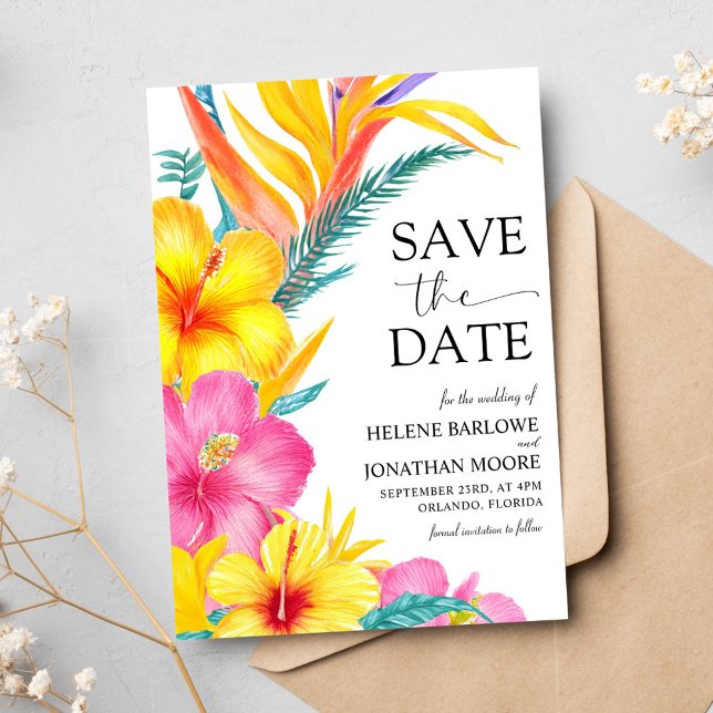 Hibiscus Elegant Tropical Destination Wedding Spara Datumet (Hibiscus Elegant Tropical Destination Wedding Save The Date)