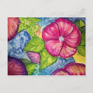 Hibiscus Fantasy Watercolor Vykort