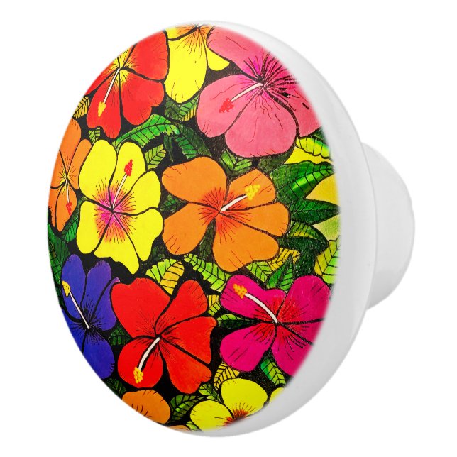 Hibiscus Färg Ceramic Knob Knopp (Höger)