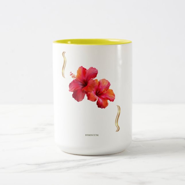 Hibiscus Floral Design – Tropical Två-Tonad Mugg (Center)
