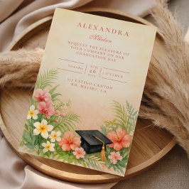 Hibiscus Floral Graduation Party Inbjudningar