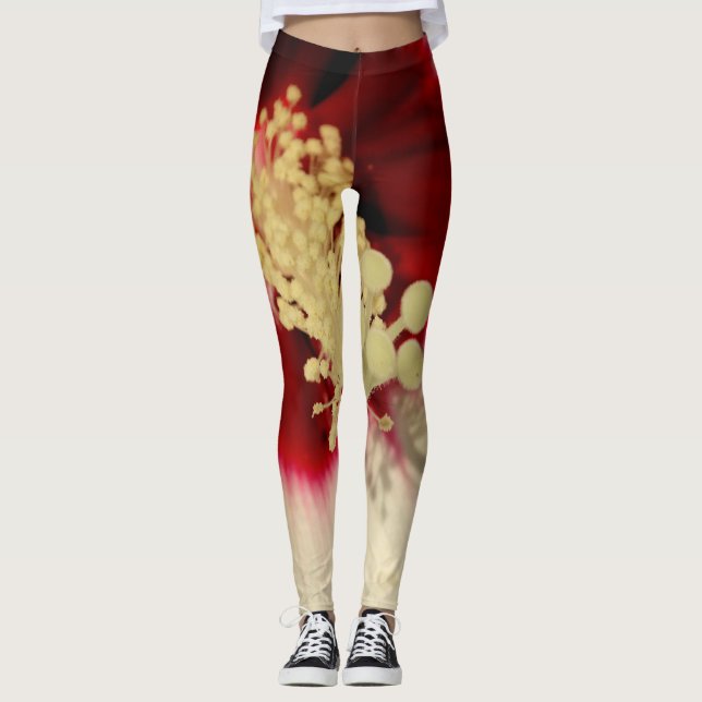 Hibiscus Flower Blommigt Photo Leggings, M Leggings (Framsida)