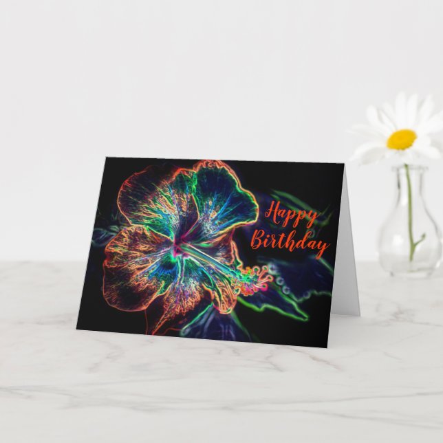 Hibiscus Flower Fantasy Art Birthday Kort (Liten växt)