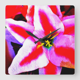 Hibiscus Flower Fyrkantig Klocka