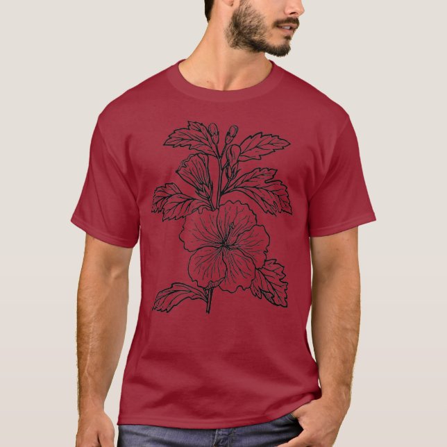 Hibiscus Flower Graphic Florist T Shirt (Framsida)