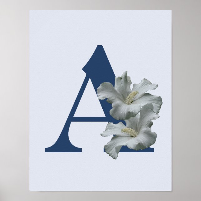 Hibiscus Flower Monogram Initial A Poster (Framsidan)