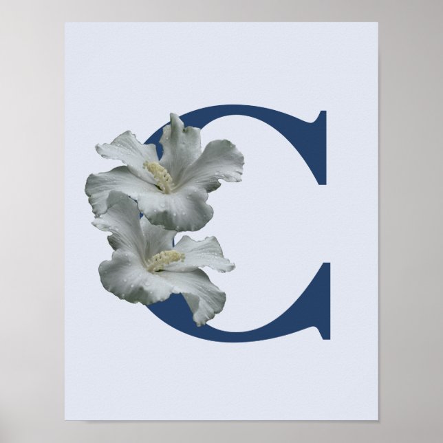 Hibiscus Flower Monogram Initial C Poster (Framsidan)