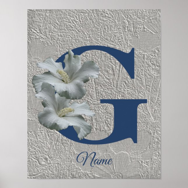 Hibiscus Flower Monogram Inledande G ditt namn Poster (Framsidan)