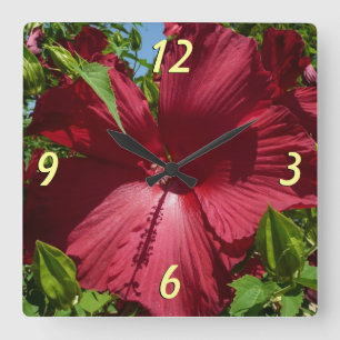 Hibiscus Flower och Blå himmel Fyrkantig Klocka