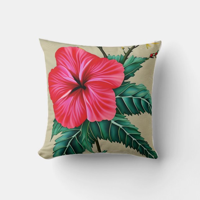 Hibiscus Flower Puff Pillow Kudde (Framsida)