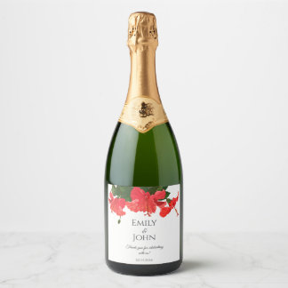 Hibiscus flower Sparkling Wine Bottle Labels