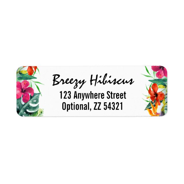 Hibiscus Flower Tropical Paradise Returadress Returadress Etikett (Framsidan)