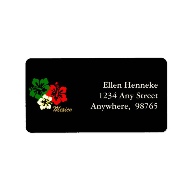 Hibiscus Flowers Adressetikett (Framsidan)
