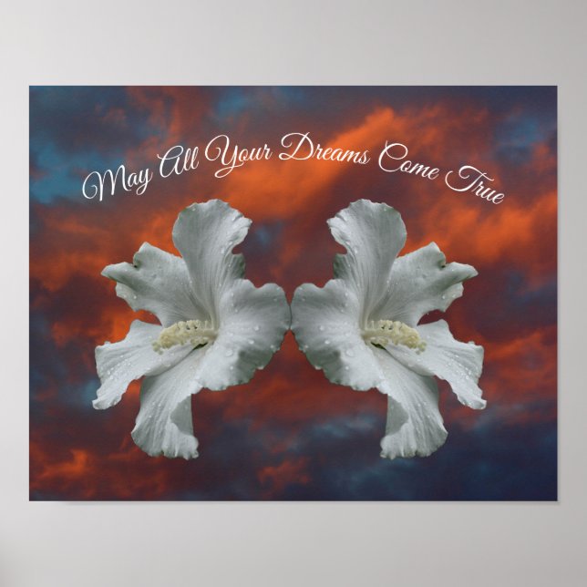 Hibiscus Flowers Dreams Kom True Inspirational Poster (Framsidan)