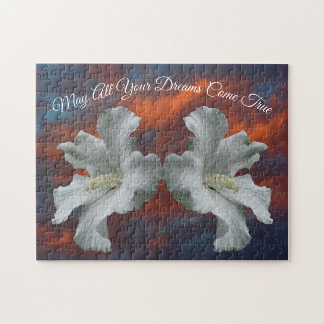 Hibiscus Flowers Dreams Kom True Inspirational   Pussel (Horisontell)