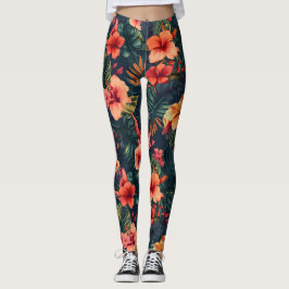 Hibiscus Flowers, ett tropiskt Blommönster Leggings