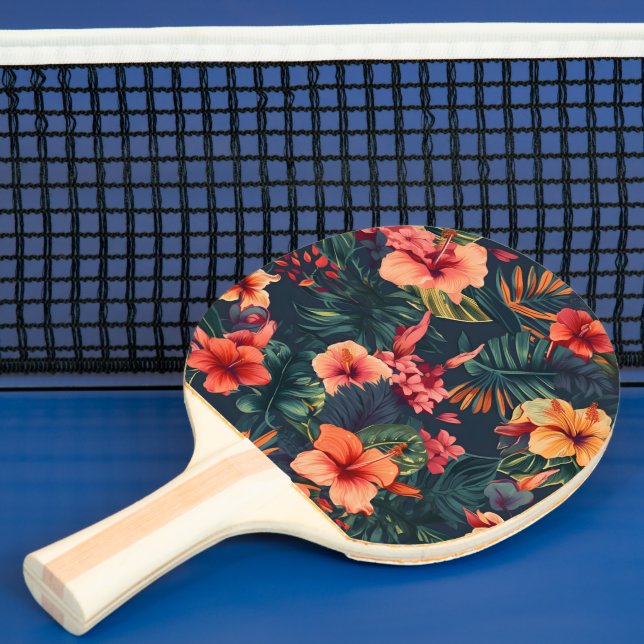 Hibiscus Flowers, ett tropiskt Blommönster Pingisracket (Insitu)