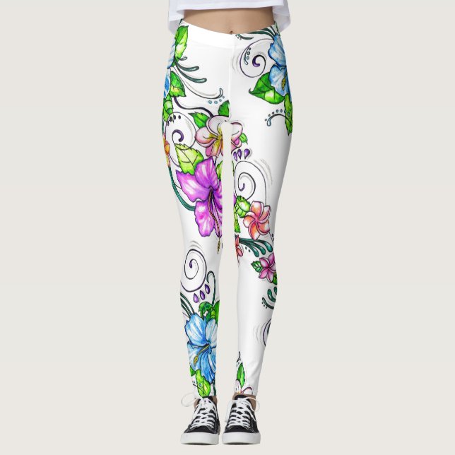 Hibiscus Flowers Leggings (Framsida)