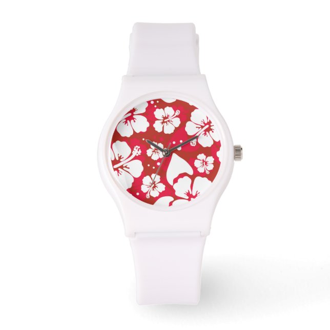 Hibiscus Flowers Mönster Armbandsur (Framsida)