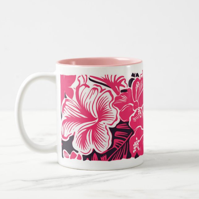Hibiscus Flowers Två-Tonad Mugg (Vänster)