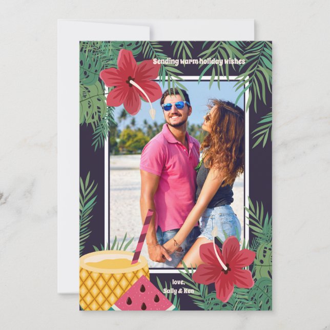 Hibiscus-fotohälsningskort Julkort (Framsida)