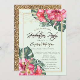 Hibiscus,Guld Heels Glitter Studenten Inbjudningar