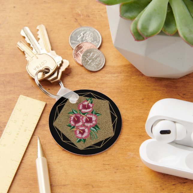 Hibiscus guld nyckelring (Skrivbord)
