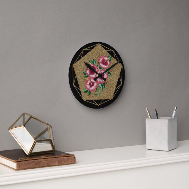 Hibiscus guld rund klocka (Kontor)