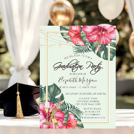 Hibiscus, Guldklackar Glitter Examen Inbjudningar