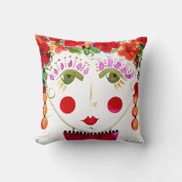 Hibiscus - Gypsy Garden Girl Cotton Pillow Kudde